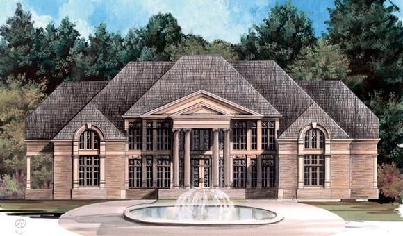 Colonial, Greek Revival House Plan 72159 with 5 Beds, 6 Baths, 3 Car Garage Elevation