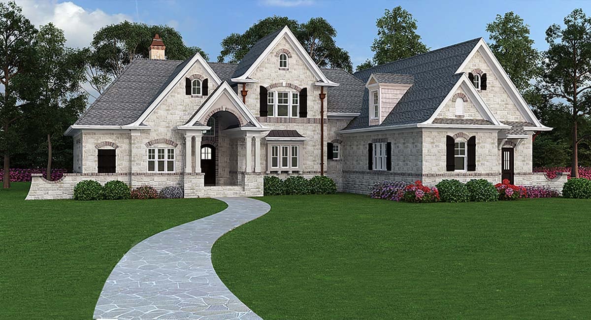 European, French Country, Traditional Plan with 1999 Sq. Ft., 3 Bedrooms, 2 Bathrooms, 2 Car Garage Elevation