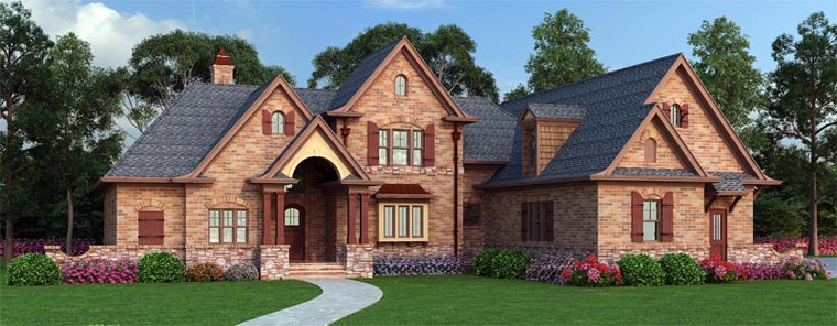 European, French Country, Traditional Plan with 1999 Sq. Ft., 3 Bedrooms, 2 Bathrooms, 2 Car Garage Picture 2