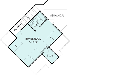 Craftsman, European House Plan 72217 with 3 Beds, 3 Baths, 2 Car Garage Second Level Plan