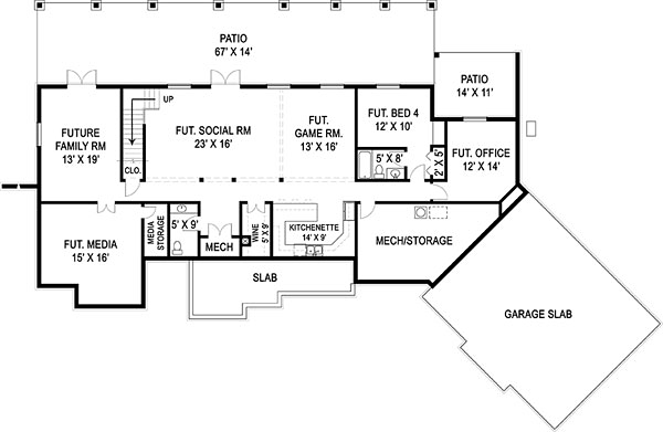Craftsman, European, Traditional House Plan 72221 with 3 Beds, 4 Baths, 3 Car Garage Lower Level Plan