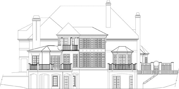 European, Greek Revival House Plan 72224 with 4 Beds, 6 Baths, 3 Car Garage Rear Elevation