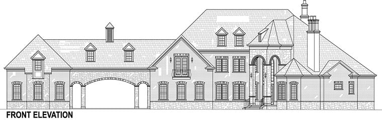 European, French Country Plan with 3302 Sq. Ft., 4 Bedrooms, 4 Bathrooms, 5 Car Garage Picture 3
