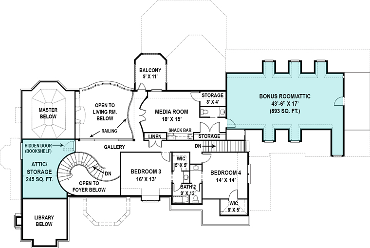 European, French Country House Plan 72230 with 4 Beds, 5 Baths, 3 Car Garage Level Two