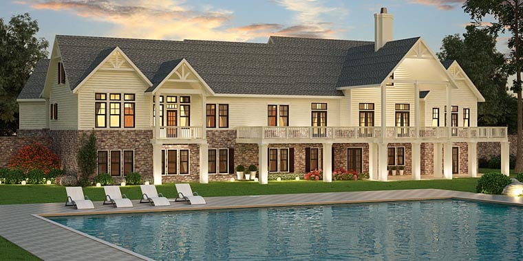 Southern, Traditional House Plan 72245 with 3 Beds, 3 Baths, 3 Car Garage Rear Elevation