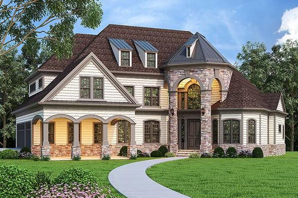 Country, European, French Country House Plan 72249 with 4 Beds, 4 Baths, 3 Car Garage Elevation