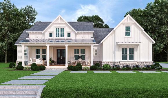 Country, Farmhouse, One-Story, Southern House Plan 72250 with 3 Beds, 4 Baths, 2 Car Garage Elevation