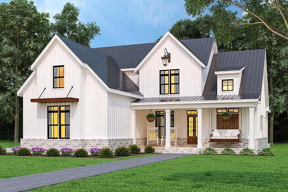 Country, Farmhouse, Southern House Plan 72252 with 3 Beds, 4 Baths, 2 Car Garage Elevation