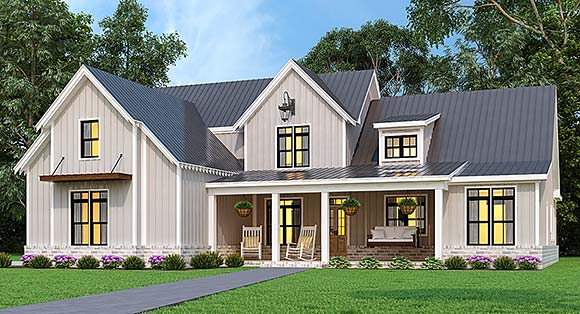 Farmhouse, Ranch, Traditional House Plan 72253 with 3 Beds, 3 Baths, 2 Car Garage Elevation