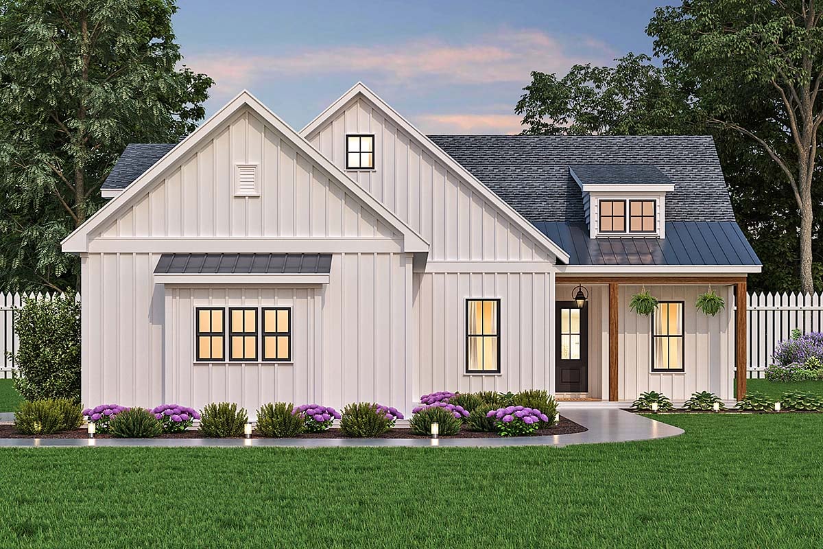 Country, Farmhouse, Ranch, Traditional Plan with 1637 Sq. Ft., 3 Bedrooms, 2 Bathrooms, 2 Car Garage Elevation