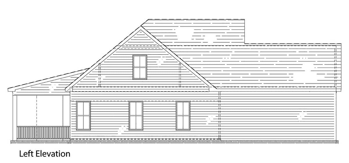 Country, Farmhouse, Ranch Plan with 1646 Sq. Ft., 3 Bedrooms, 2 Bathrooms, 2 Car Garage Picture 3