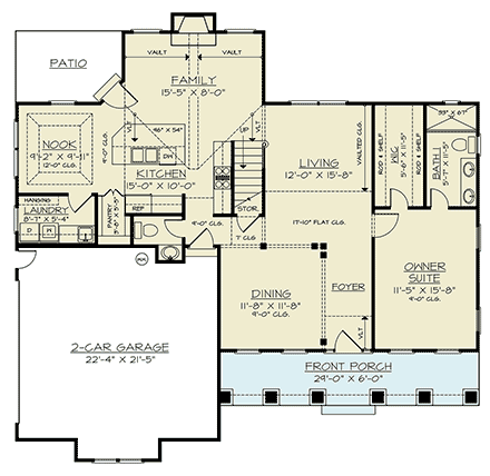 Craftsman, New American House Plan 72262 with 3 Beds, 3 Baths, 2 Car Garage First Level Plan