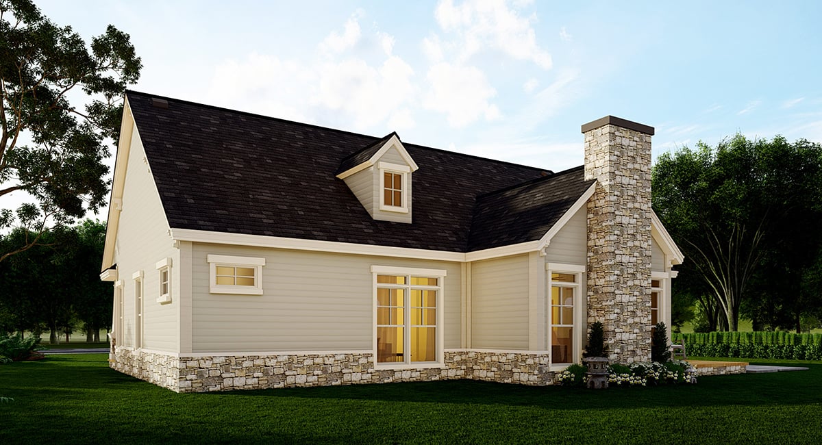 Craftsman, New American Plan with 1898 Sq. Ft., 3 Bedrooms, 3 Bathrooms, 2 Car Garage Rear Elevation