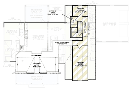 Country, Farmhouse, New American, Southern House Plan 72265 with 4 Beds, 4 Baths, 2 Car Garage Second Level Plan