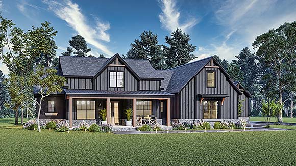 Country, Farmhouse, New American, Southern House Plan 72265 with 4 Beds, 4 Baths, 2 Car Garage Elevation