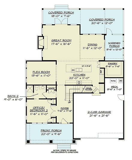 Craftsman, Farmhouse, New American, Traditional House Plan 72267 with 4 Beds, 4 Baths, 2 Car Garage First Level Plan