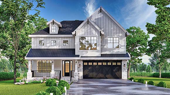 Craftsman, Farmhouse, New American, Traditional House Plan 72267 with 4 Beds, 4 Baths, 2 Car Garage Elevation