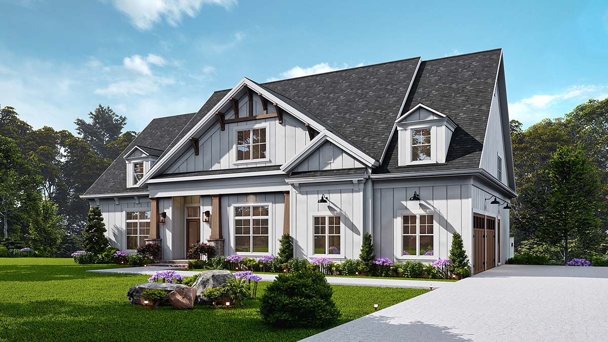 Country, Craftsman, Traditional Plan with 3350 Sq. Ft., 4 Bedrooms, 5 Bathrooms, 2 Car Garage Picture 2