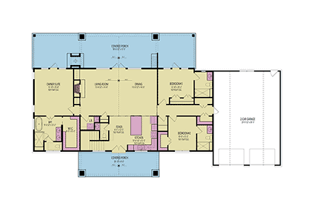 Country, Craftsman, Farmhouse, Traditional House Plan 72281 with 3 Beds, 5 Baths, 2 Car Garage First Level Plan
