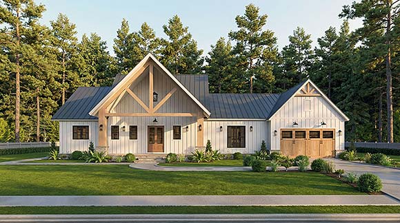 Contemporary, Farmhouse, New American House Plan 72286 with 3 Beds, 3 Baths, 2 Car Garage Elevation