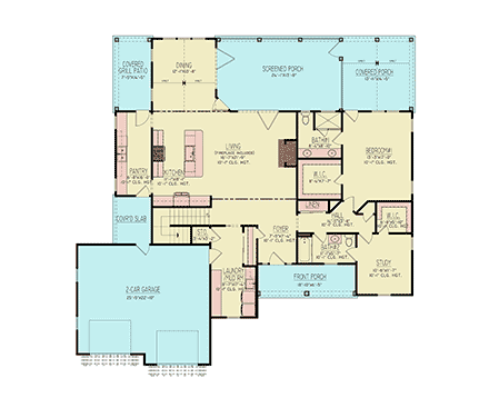 Contemporary, Farmhouse, New American House Plan 72287 with 3 Beds, 3 Baths, 2 Car Garage First Level Plan
