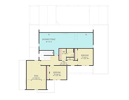 Contemporary, Farmhouse, New American House Plan 72287 with 3 Beds, 3 Baths, 2 Car Garage Second Level Plan