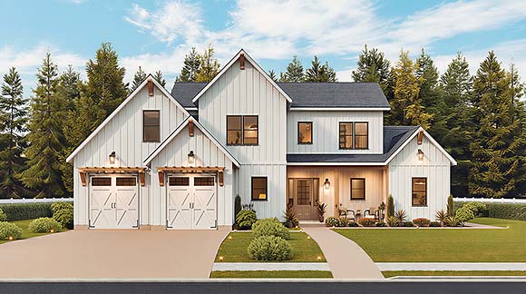 Contemporary, Farmhouse, New American House Plan 72287 with 3 Beds, 3 Baths, 2 Car Garage Elevation