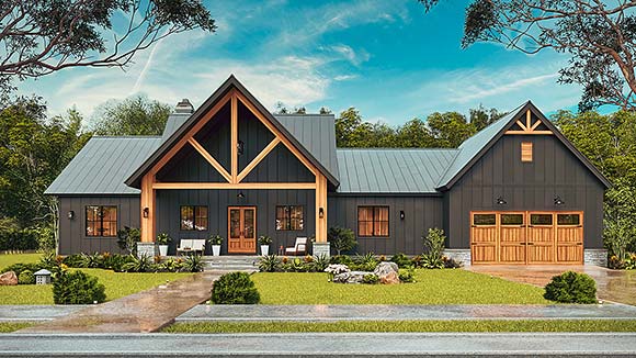 Contemporary, Country, Craftsman, Farmhouse House Plan 72288 with 3 Beds, 4 Baths, 2 Car Garage Elevation