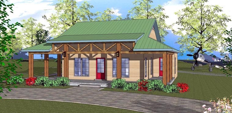 Cottage, Florida, Southern House Plan 72311 with 2 Beds, 1 Baths Elevation
