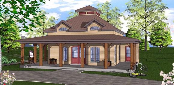 Cottage, Florida, Southern House Plan 72312 with 2 Beds, 1 Baths Elevation
