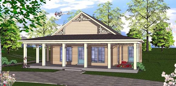 Cottage, Florida, Southern House Plan 72313 with 2 Beds, 1 Baths Elevation
