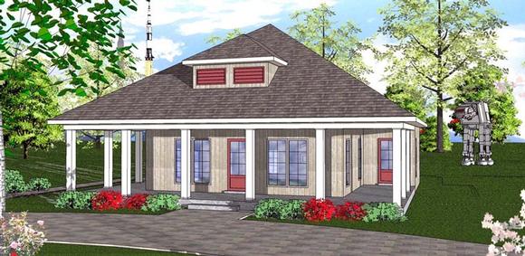 Cottage, Florida, Southern House Plan 72316 with 2 Beds, 1 Baths Elevation