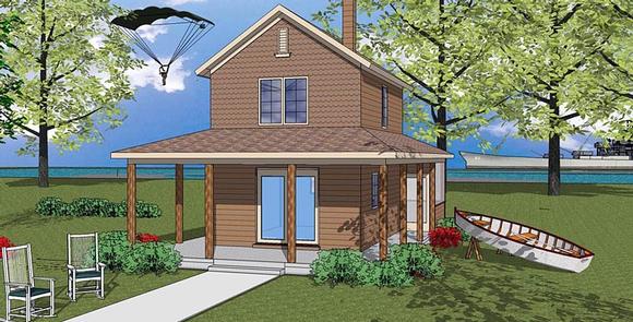Cabin, Cottage, Southern House Plan 72324 with 1 Beds, 1 Baths Elevation