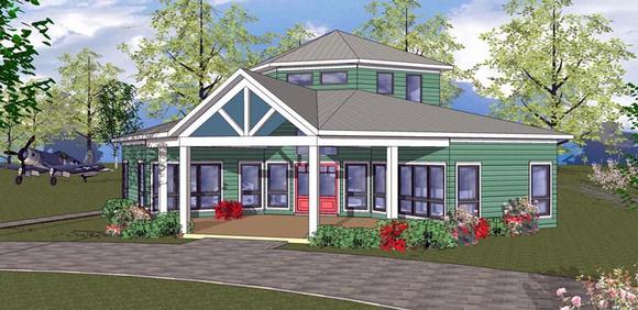 Cabin, Cottage, Southern House Plan 72328 with 2 Beds, 1 Baths Elevation