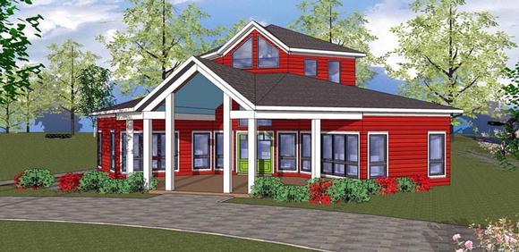 Cabin, Cottage, Southern House Plan 72329 with 2 Beds, 1 Baths Elevation