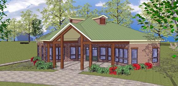 Cabin, Cottage, Southern House Plan 72330 with 2 Beds, 1 Baths Elevation