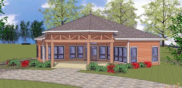 Cabin, Cottage, Southern House Plan 72331 with 2 Beds, 1 Baths Elevation