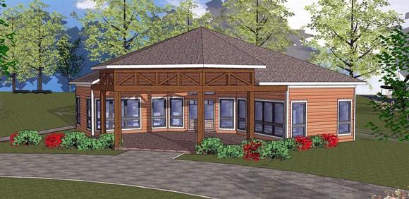 Cabin, Cottage, Southern House Plan 72334 with 2 Beds, 1 Baths Elevation