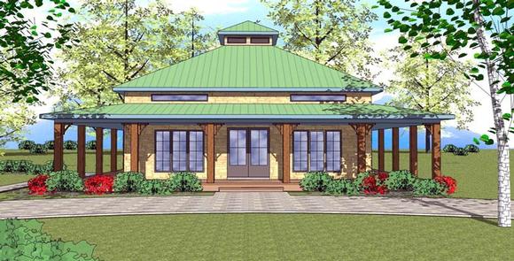 Cottage, Florida, Southern House Plan 72361 with 1 Beds, 2 Baths Elevation