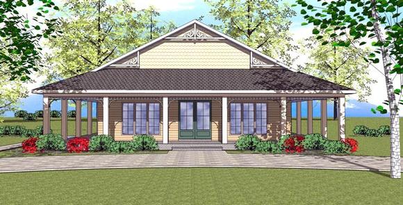 Cottage, Florida, Southern House Plan 72362 with 1 Beds, 2 Baths Elevation