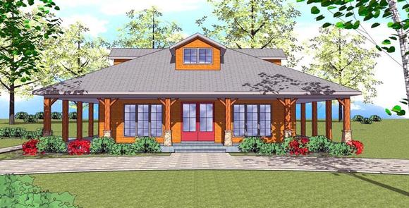 Cottage, Florida, Southern House Plan 72365 with 1 Beds, 2 Baths Elevation