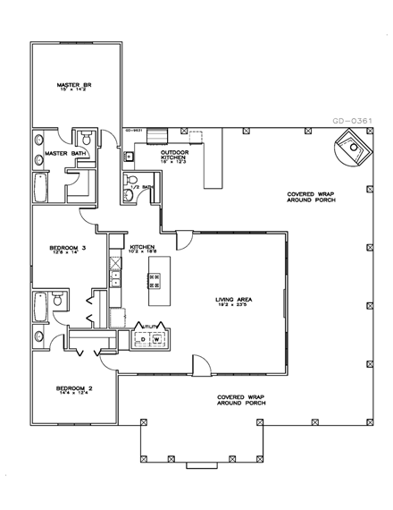 House Plan 72371 with 3 Beds, 3 Baths First Level Plan