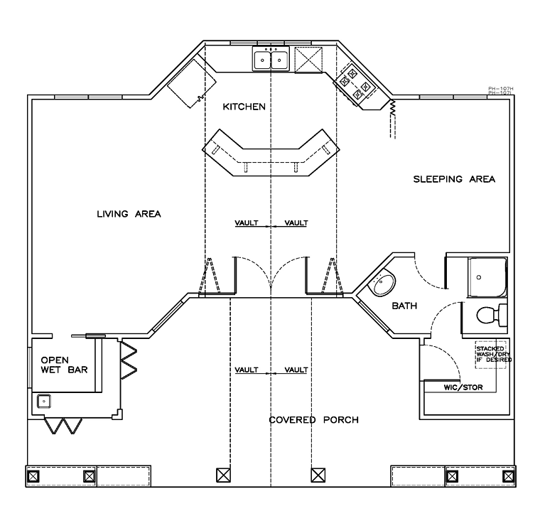 Contemporary, Cottage House Plan 72374 with 1 Beds, 1 Baths Level One