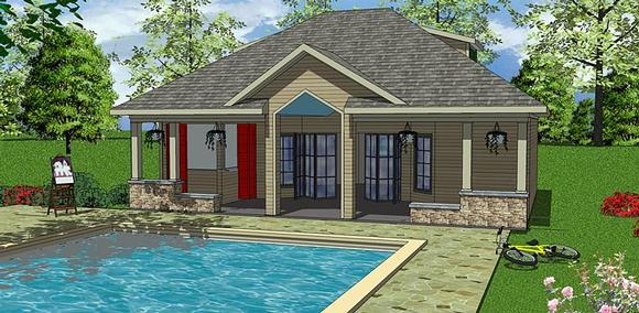 Contemporary, Cottage House Plan 72374 with 1 Beds, 1 Baths Elevation
