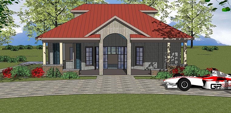 Contemporary, Cottage House Plan 72375 with 1 Beds, 1 Baths Elevation