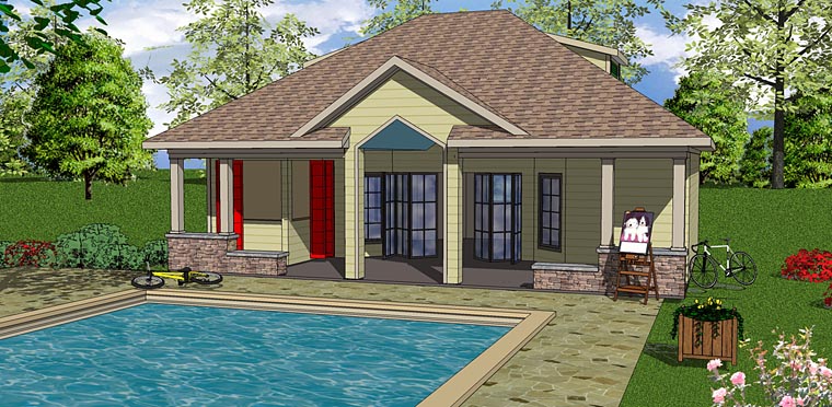 Contemporary, Cottage House Plan 72376 with 1 Beds, 1 Baths Elevation