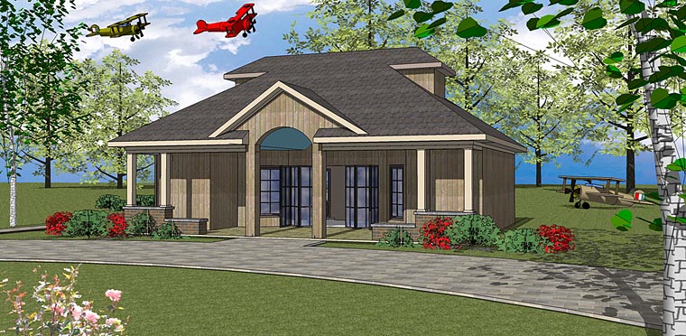 Contemporary, European House Plan 72379 with 1 Beds, 2 Baths Elevation