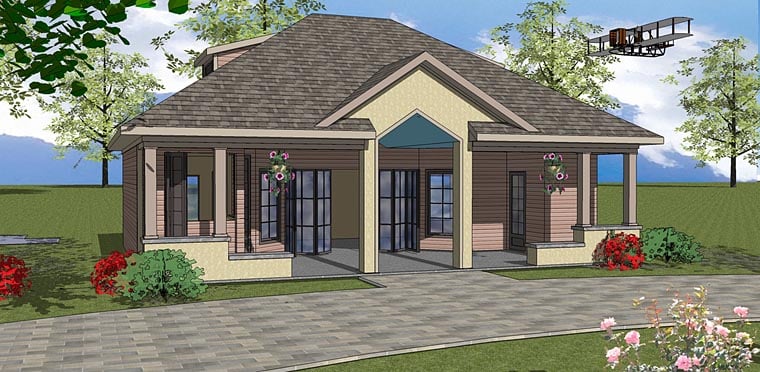 Contemporary, Cottage House Plan 72380 with 1 Beds, 2 Baths Elevation