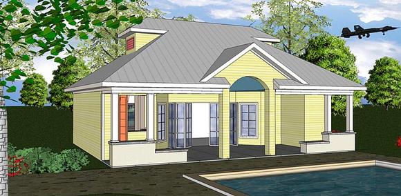 Contemporary, Cottage House Plan 72381 with 1 Beds, 2 Baths Elevation