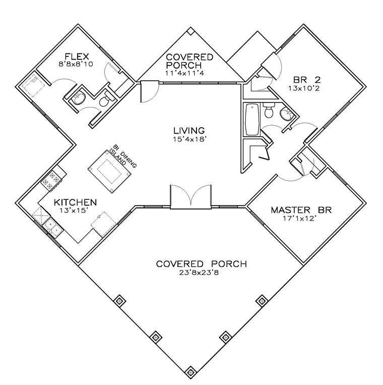 Coastal, Southern House Plan 72384 with 3 Beds, 2 Baths Level One